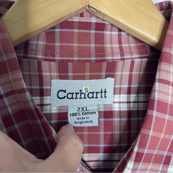 Carhartt Short Sleeve Plaid Mens Button Down Shirt Size 2XL - Picture 4 of 6